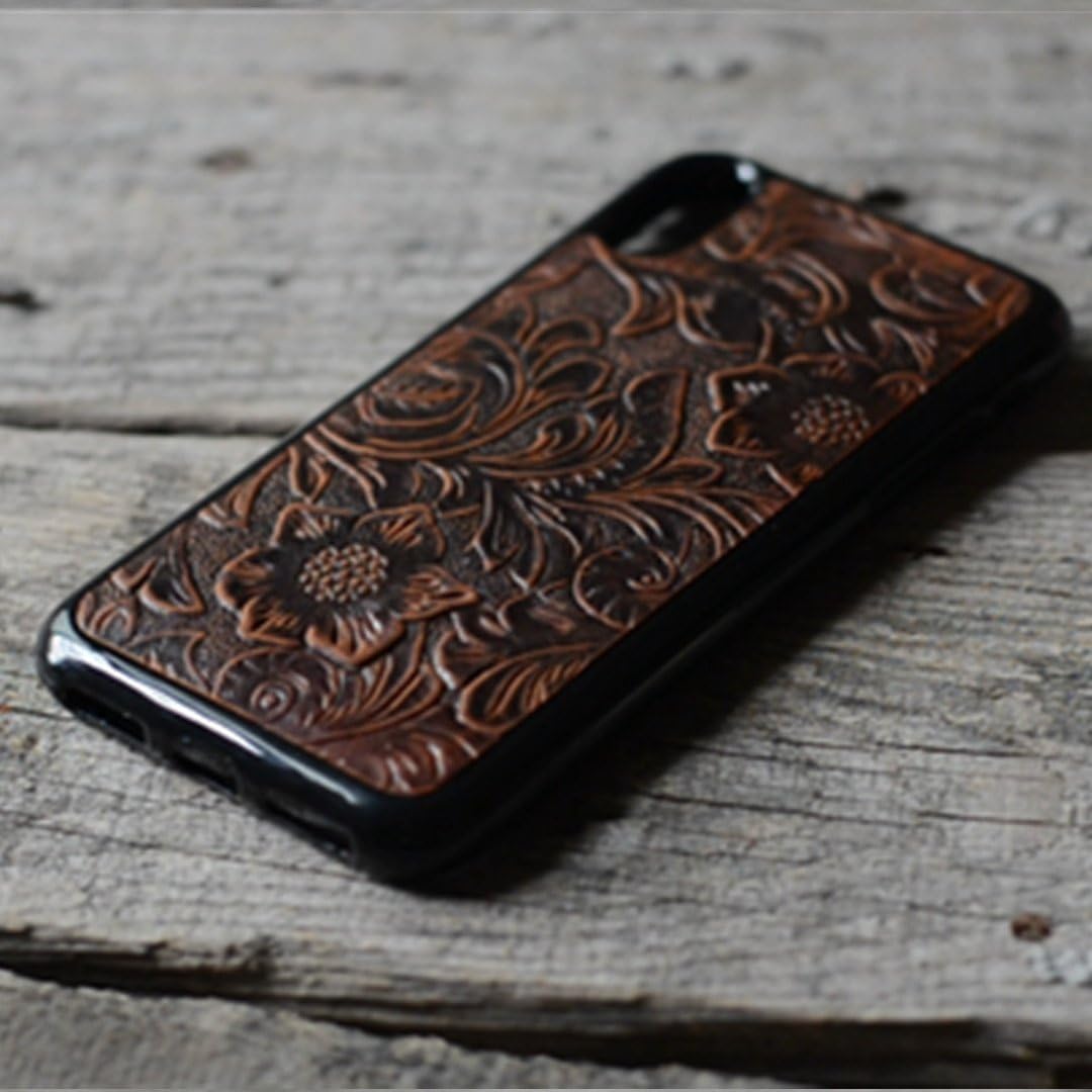 JJNUSA Handmade Genuine Leather Wallet case for iPhone X case Brown