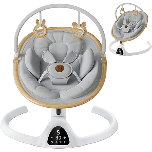 Baby Swings for Infants, Fasonbaby Bluetooth Infant Swing with Music Speaker with 3 Seat Positions, 5 Speeds and Remote Control - Portable Baby Swing for Indoor and Outdoor (White)