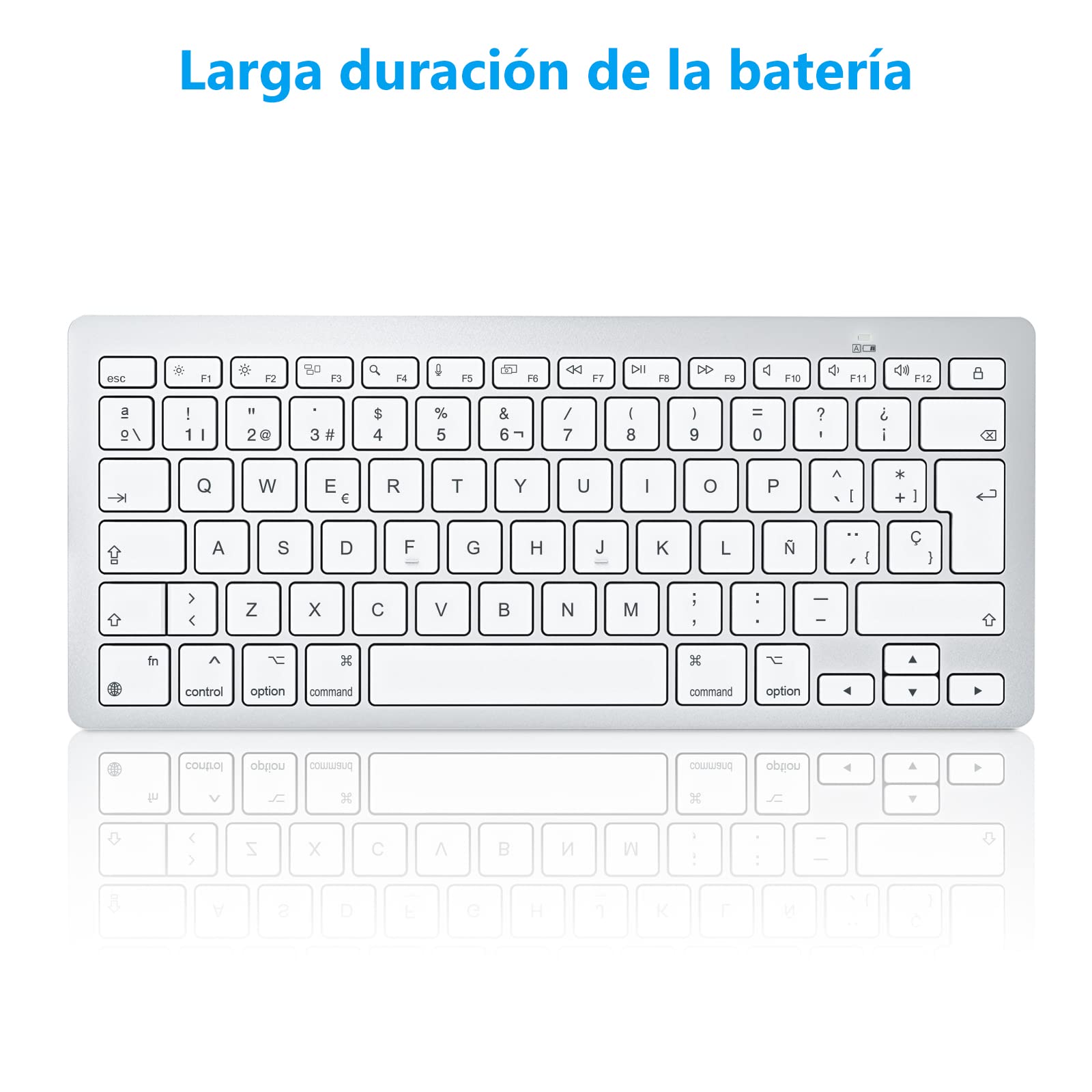 OMOTON Teclado Bluetooth para Mac Teclado inalámbrico para Apple MacBook Pro 13 14 16/ Air/Mini, iMac, iMac Pro, Mini, QWERTY Español Layout, 2*AAA Battery, Diseño específico para Mac, Plata