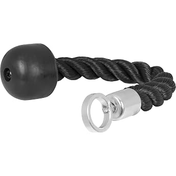 GORILLA SPORTS Single Hand Triceps Rope 30 cm with Swivel 120 kg Black nylon rope with chrome plated eyelet and flexible handle for cable pull pulley as well as biceps and triceps training