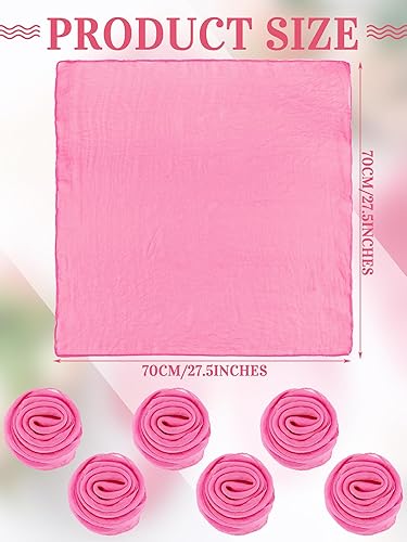 Miniatura 3 de Boao 6 bufandas de gasa de los años 50, bufanda cuadrada para el cuello, bufandas para la cabeza, bufandas vintage suaves de poliéster para mujeres,