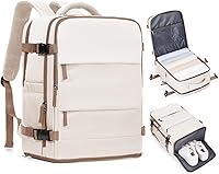 Vista 1 de Mochila de viaje grande, bolsa de mano, aprobada para aviones, para artículos personales, para hombre o mujer, color beige con marrón