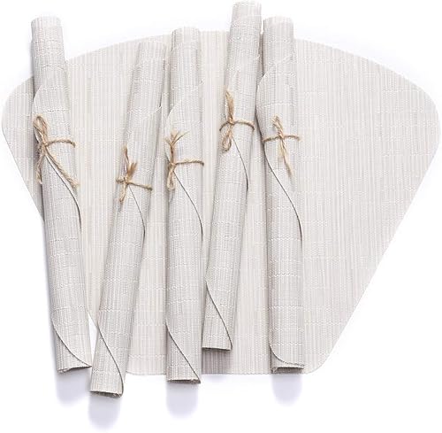 Miniatura 4 de Trendy Moon - Juego de 6 manteles individuales decorativos en forma de abanico con cuña de PVC, resistentes al calor, antideslizantes, para mesa