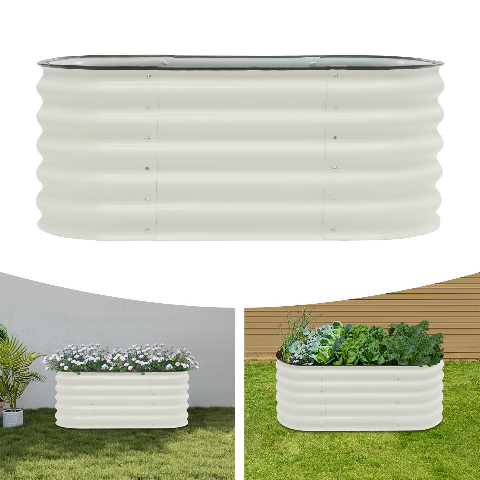 Podwyższona grządka metalowa 105x60 cm - Modułowy zestaw 6-w-1 na rośliny - Grządki ogrodowe na podwórko, 43 cm wysokość, warzywna grządka (105x60 cm)