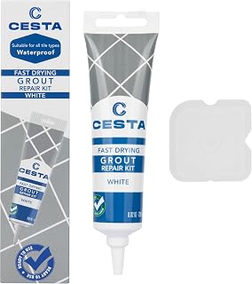 Cesta Grout Repair Kit – Squeeze Tube, Fast Drying, Waterproof Tile Grout Paint to Restore & Renew Tile Joints Line for Bathroom, Kitchen, Shower & Floor Tile (White, 8.8 oz)