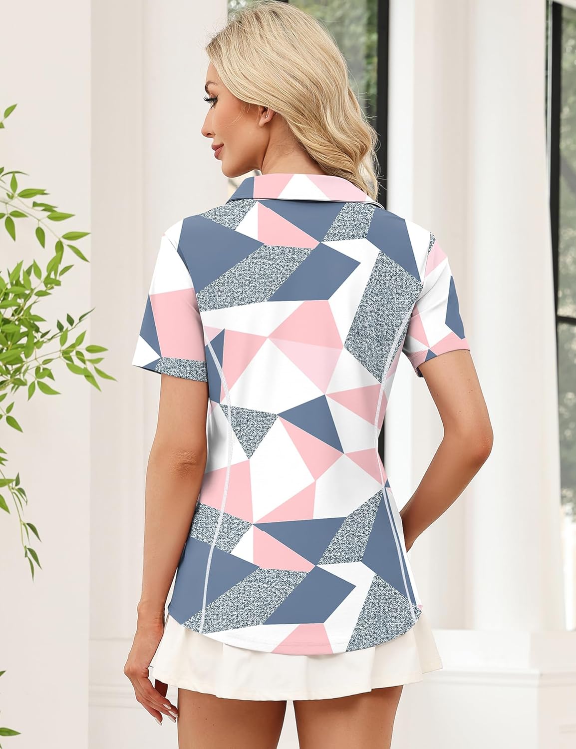 LOMON Women’s Short Sleeve Athletic Polo Shirt High Performance Stretch Quarter Zip Top for Golf Tennis - Image 5