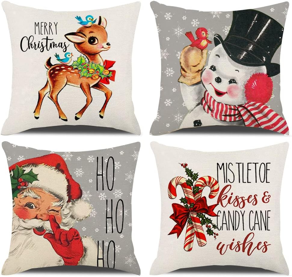 KACOPOL Christmas Decorations Pillow Covers 18×18 Set of 4