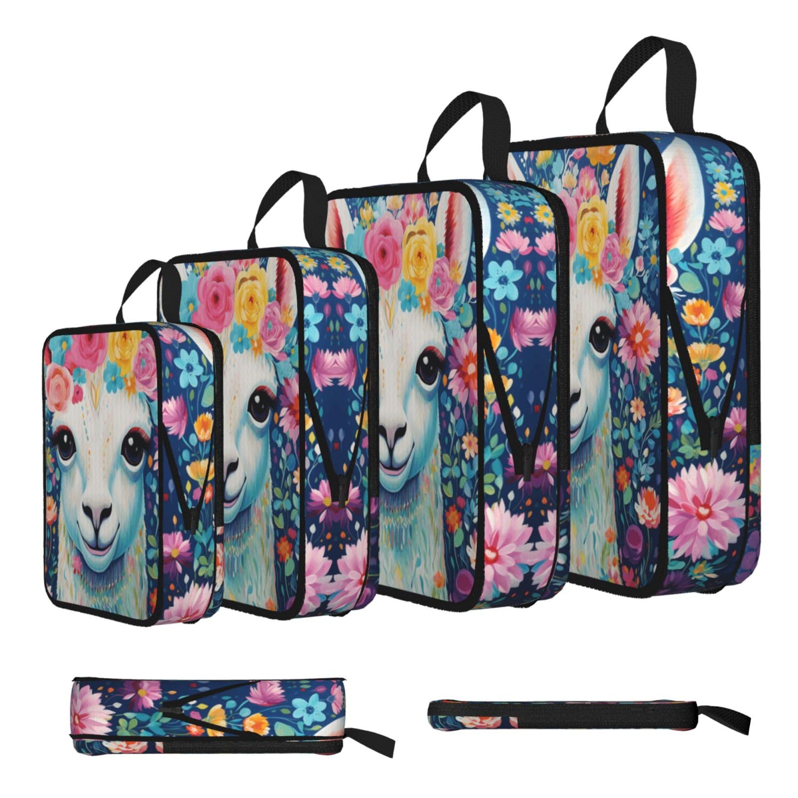 Colorful Flower Camel Compression Packing Cubes 4 Piece Set