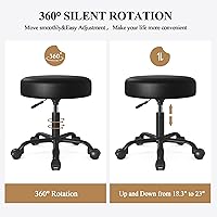 Vista 3 de SHA CERLIN Taburete con ruedas giratorio, silla de salón de belleza, taburete de dibujo ajustable, taburete de masaje médico para tatuajes, spa