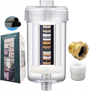 1 Micron Washing Machine Water Filter, Washer Water Filter System, For Washing Machine, Shower, RV, > 99.5% Removal of Chlorine Fluoride, Heavy Metals, Odor, Reusable Carbon Shower Filter