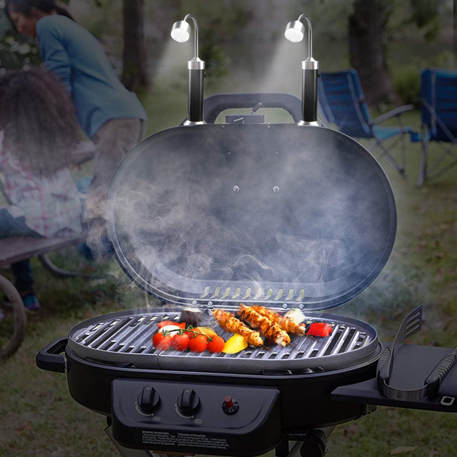 Barbecue Grill Light [Magnetic Base], UBEGOOD Grill Lights for BBQ with Super Bright LED Lights, 360 Degree Flexible Gooseneck, Weather Resistant, Batteries Included (2 Pack) : Patio, Lawn & Garden