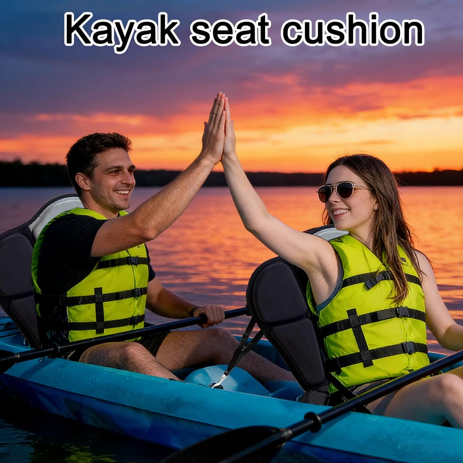 1.97" Extra Thick Kayak Seat with Back Support,Paddle Board Seat Fishing Boat Cushion for Sit on Top Kayak Canoe,Thickened Molded Foam with Adjustable Strap