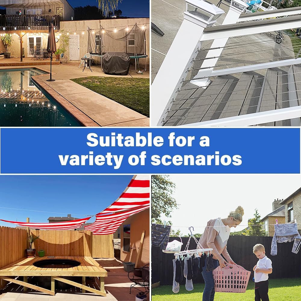 4PCS Turnbuckle, 1/4" (M6) 304 Stainless Steel Turnbuckle, 1600lbs Working Load Limit, Closed Body Jaw and Jaw Turnbuckles for Cables Wire Tensioning, Shade Sail, Clothesline, String Lights - Image 7