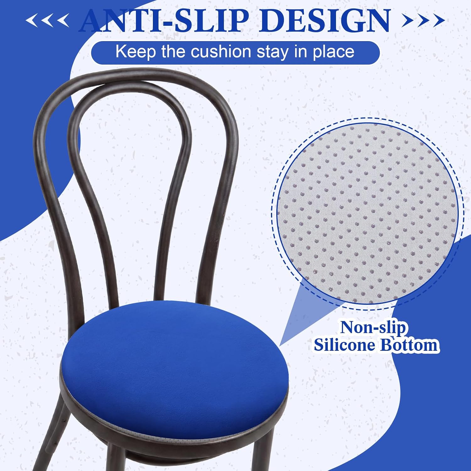 Threehoney Round Memory Foam Chair Cushion Round Bar Stool Cushion Soft Memory Foam Anti Slip Seat Lumbar Support Pillow Decor Women Men Gift for Bar Kitchen Living Room(4 Pcs,Navy Blue,Velvet)