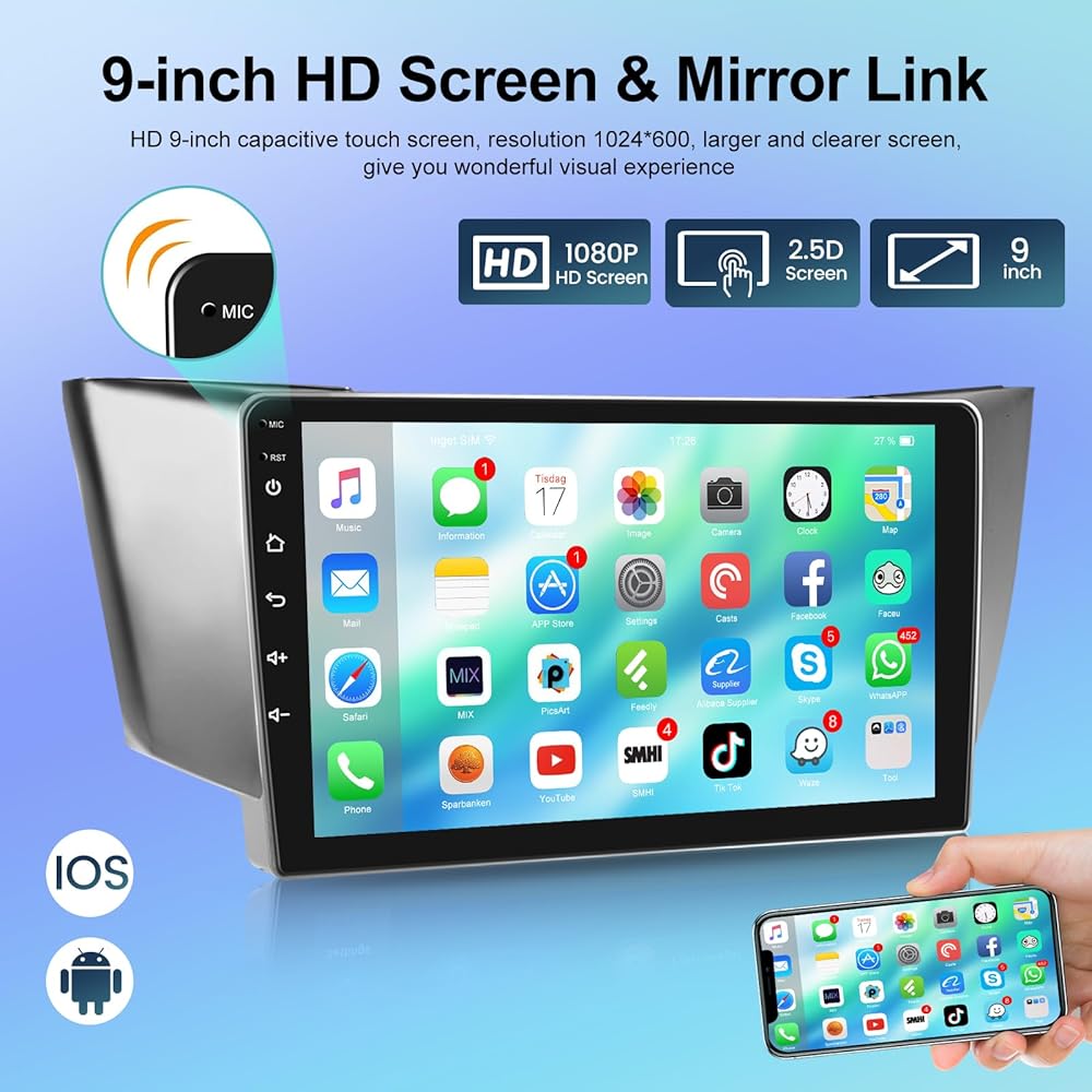 9-Inch Android Radio for Lexus RX (2004-2009) with Wireless Carplay 3