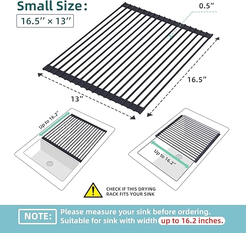 Vista 54 de Ohuhu Escurridor de platos sobre el fregadero, 17.6 pulgadas de ancho x 15.4 pulgadas de largo, organizador de fregadero de cocina, organizador