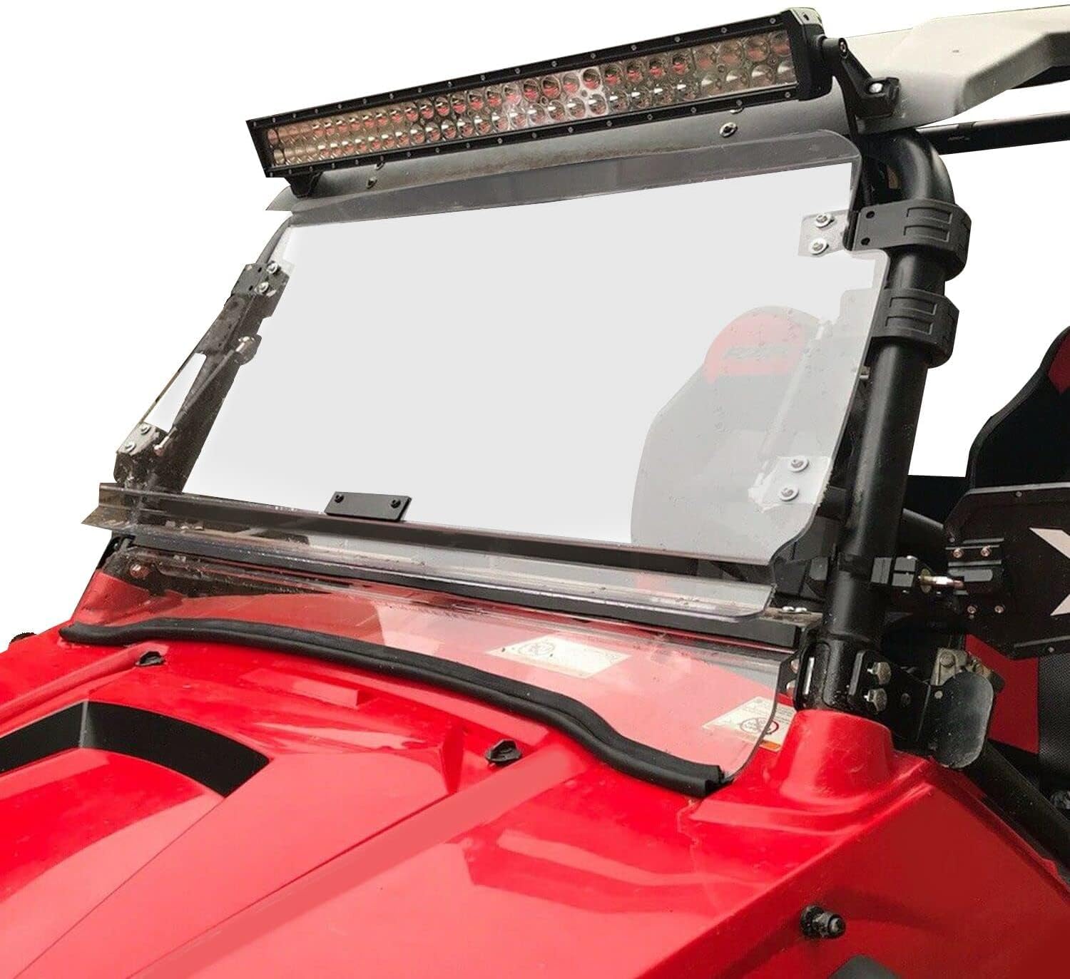 HECASA Front 2-in-1 Windshield Compatible with 2008-2023 Polaris RZR 570 / 570 S/ 800 / 4 800 / S 800 / XP 900 / XP 4 900 Flip Clear Windscreen Scratch Resistant Gas Spring Included Closed Open