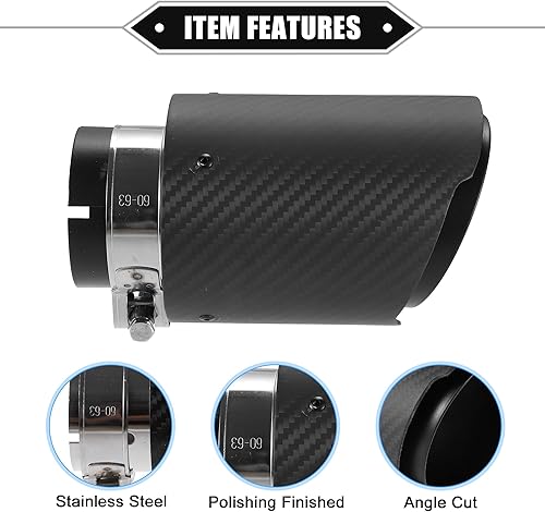 Miniatura 4 de Tubo de cola de punta de escape de automóvil, entrada de 2.4 pulgadas, salida de 3.7 pulgadas, 6.3 pulgadas de longitud, universal para escape