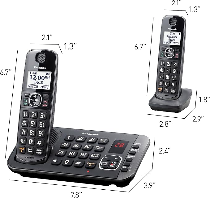 Teléfonos Panasonic DECT 6.0 con Contestador y Bloqueo de Llamadas - 5 teléfonos inalámbricos miniatura 2
