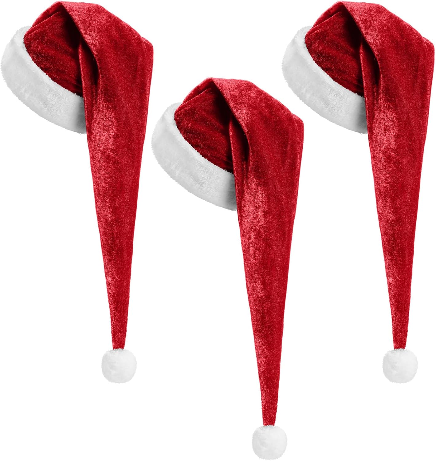 Cozypower 3 Pcs Christmas Santa Hat for Adults with Plush Brim Thicken Unisex Velvet Classic Xmas Holiday New Year Party