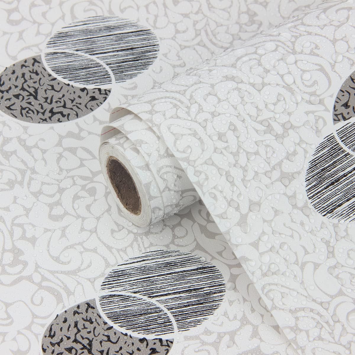 Black and White Contact Paper Geometry Pattern Peel and Stick Shelf