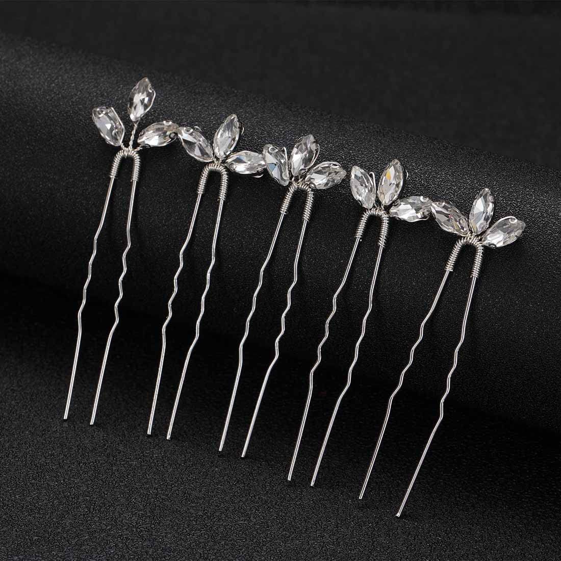 Prosy Bride Wedding Hair Pins Gold Bridal Crystal Hair Clips Rhinestones Headpieces for Women and Girls (Pack of 5) - Image 3