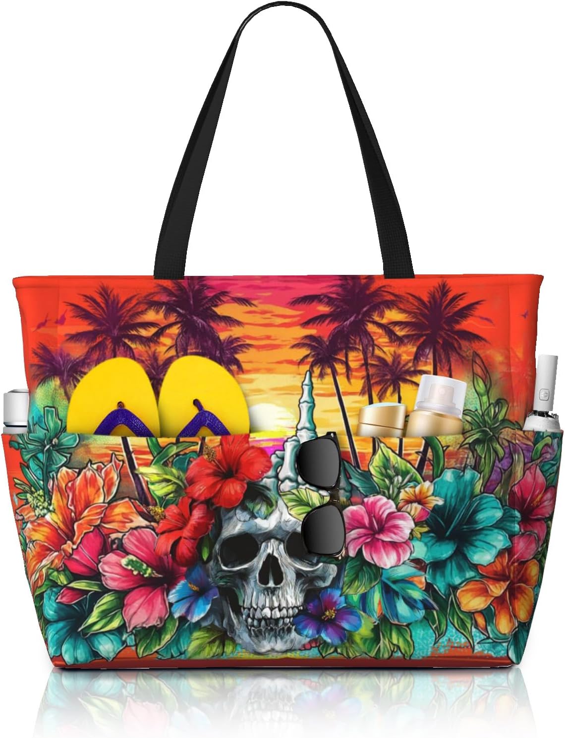 Beach Bags for Women Large Waterproof Beach Bag Sandproof Women Tote Bag Zipper for Pool Gym Travel Vocation