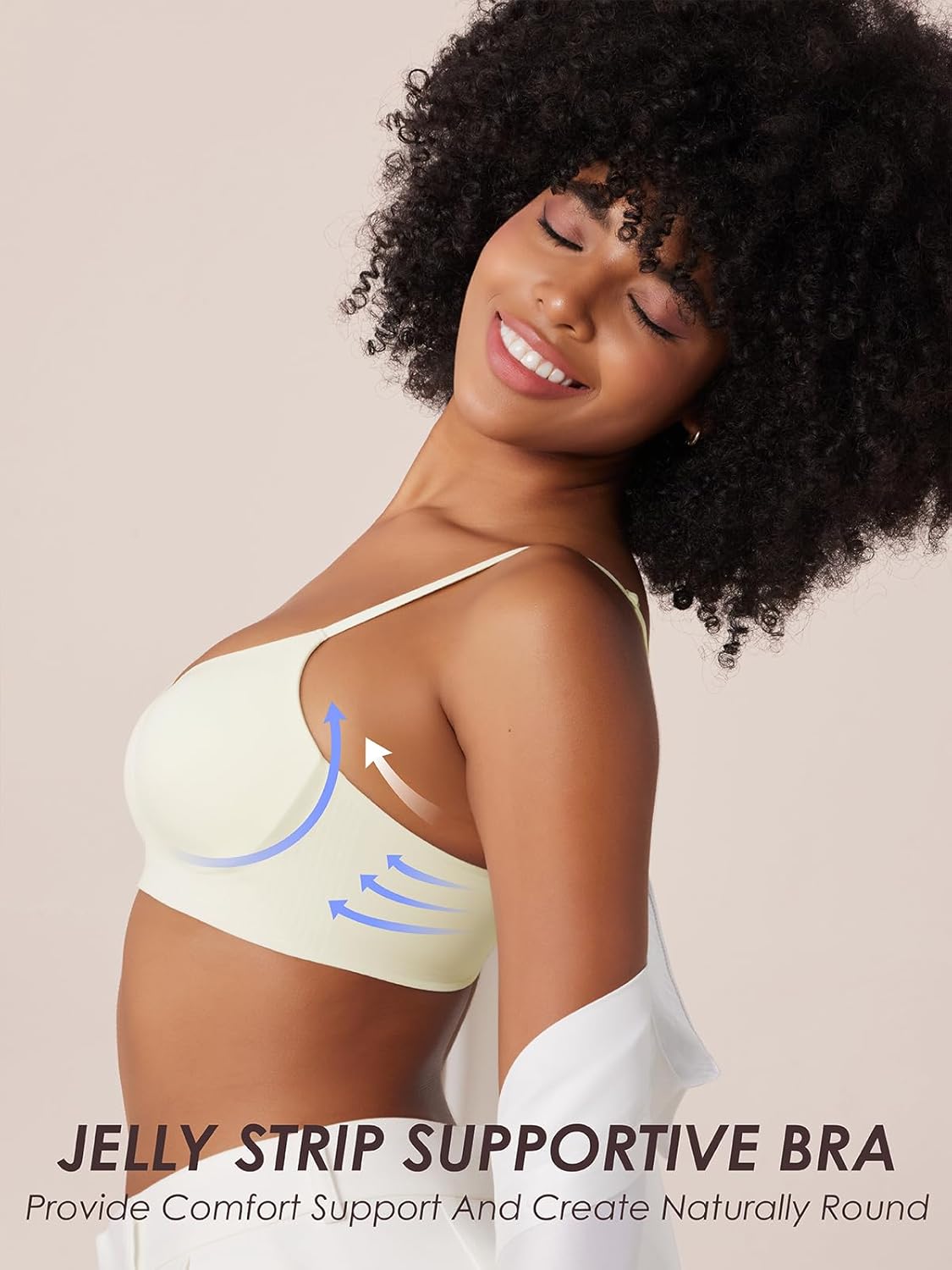 Tarbo Womens Wireless Seamless Bra Ultra-Stretch Comfortable Adjustable Supportive Everyday T-Shirt Bra with Spaghetti Straps - Image 3