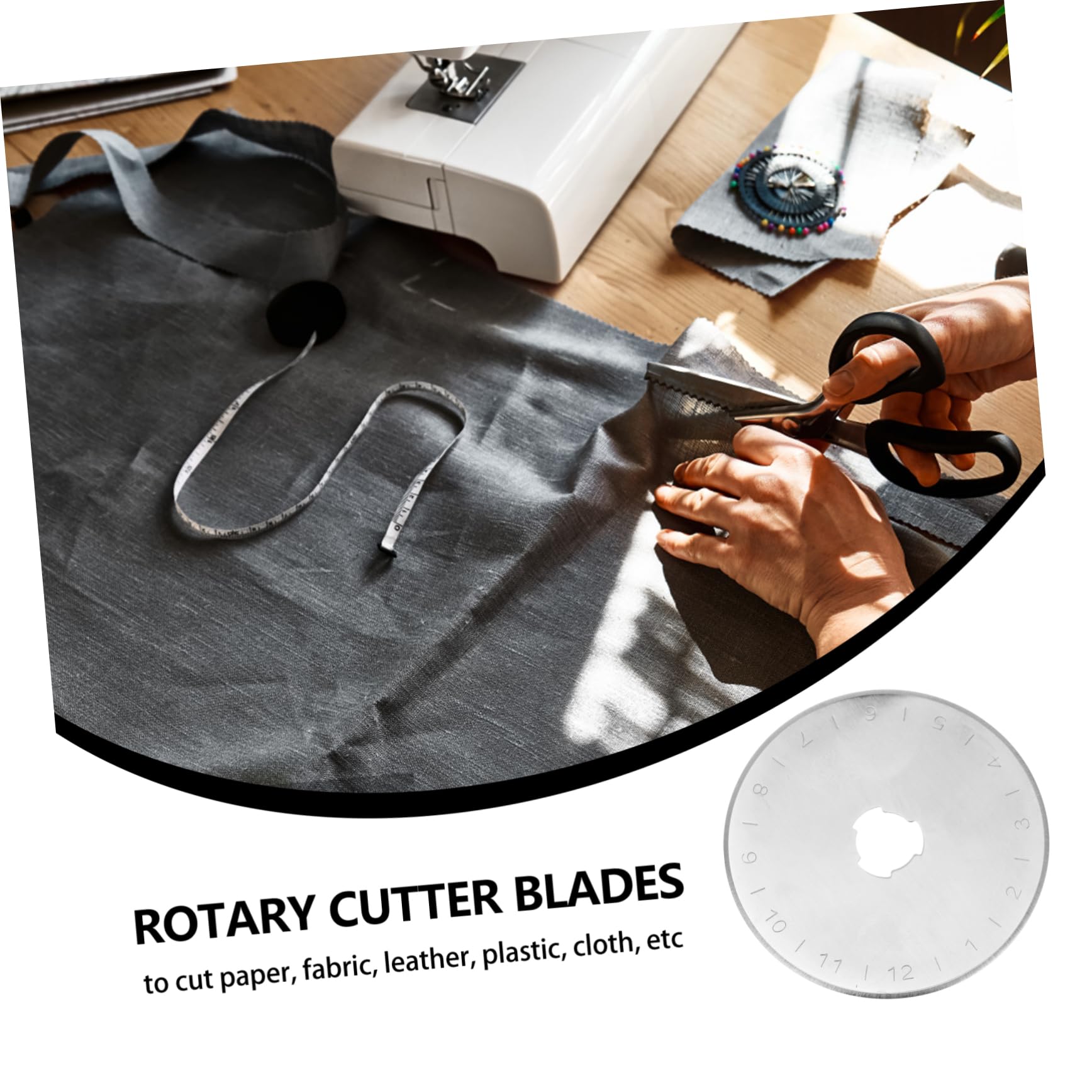 KALLORY 45mm Round Blade Cutters 10 Pack Ideal for Multiple Layers Fabric Leather Paper Ultra-fine 0.3mm Easy to Replace with Storage Case