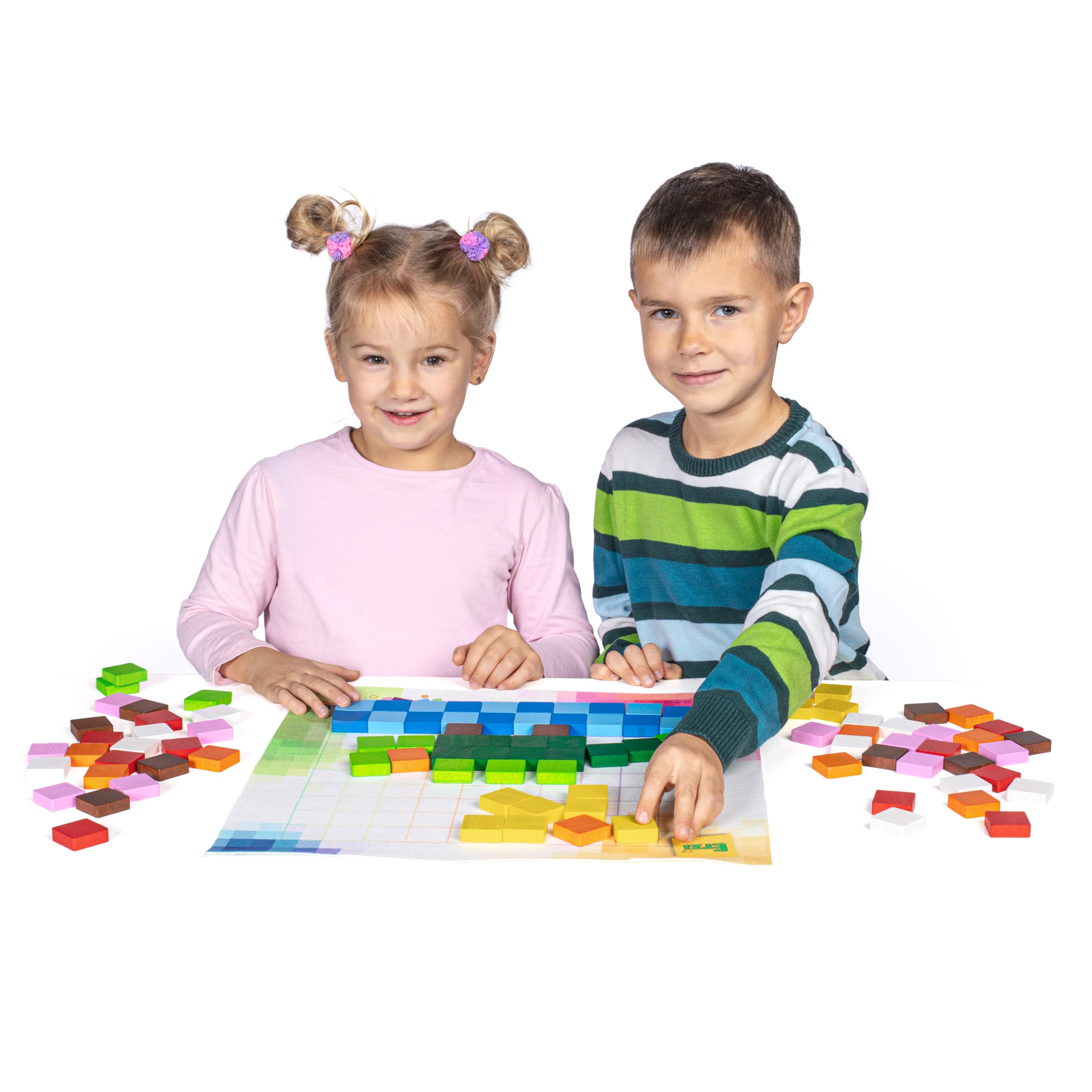 Erzi 42292 Pixelino Maxi aus Holz, Lernmaterial für Kinder | pädagogischer Alleskönner, Kreative Spielwelten gestalten