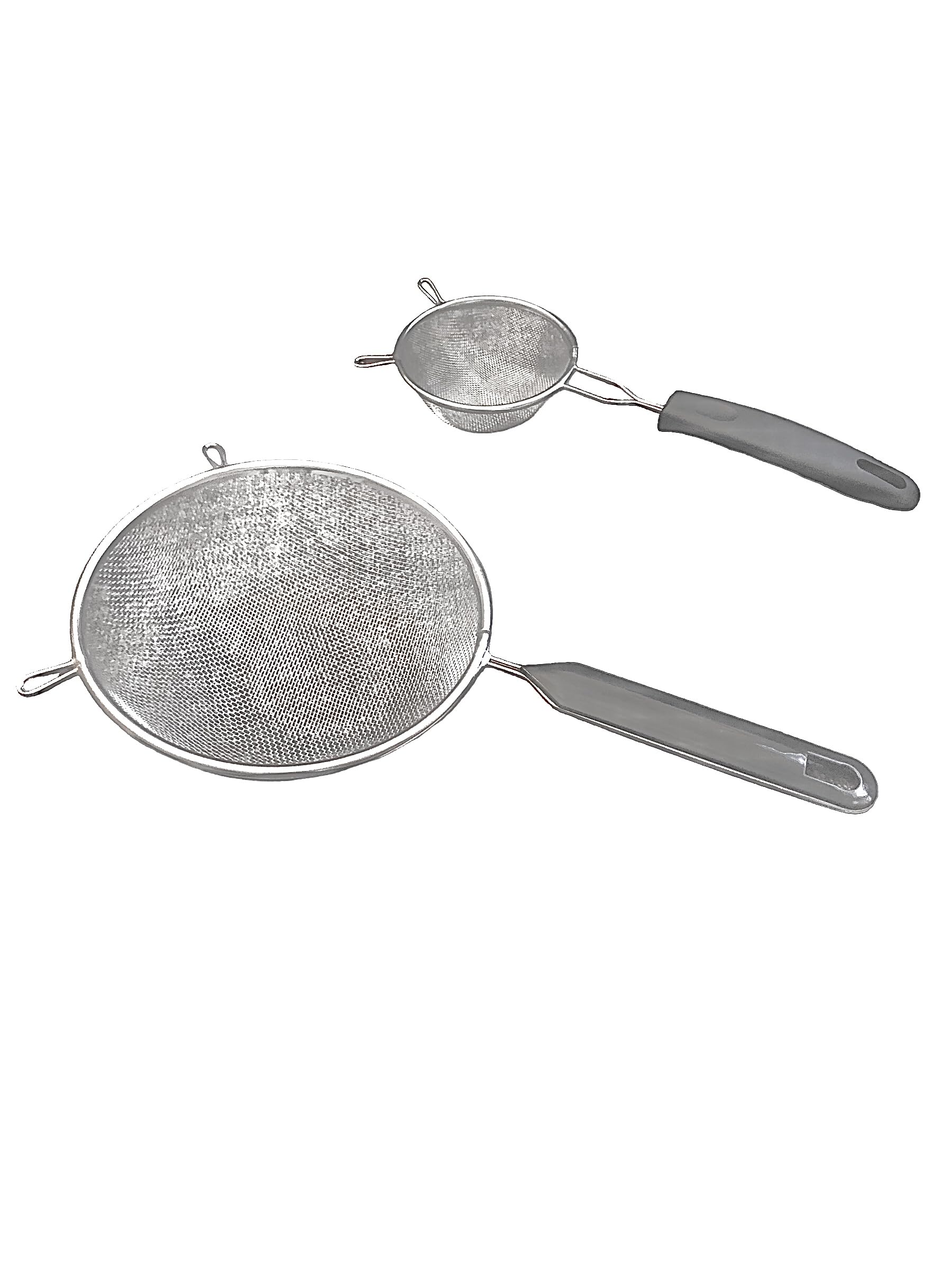 Generic SPL Set of 2, Mesh Strainer, Flour Sifter, 6 inch and 3.5 inch, Silver/Black