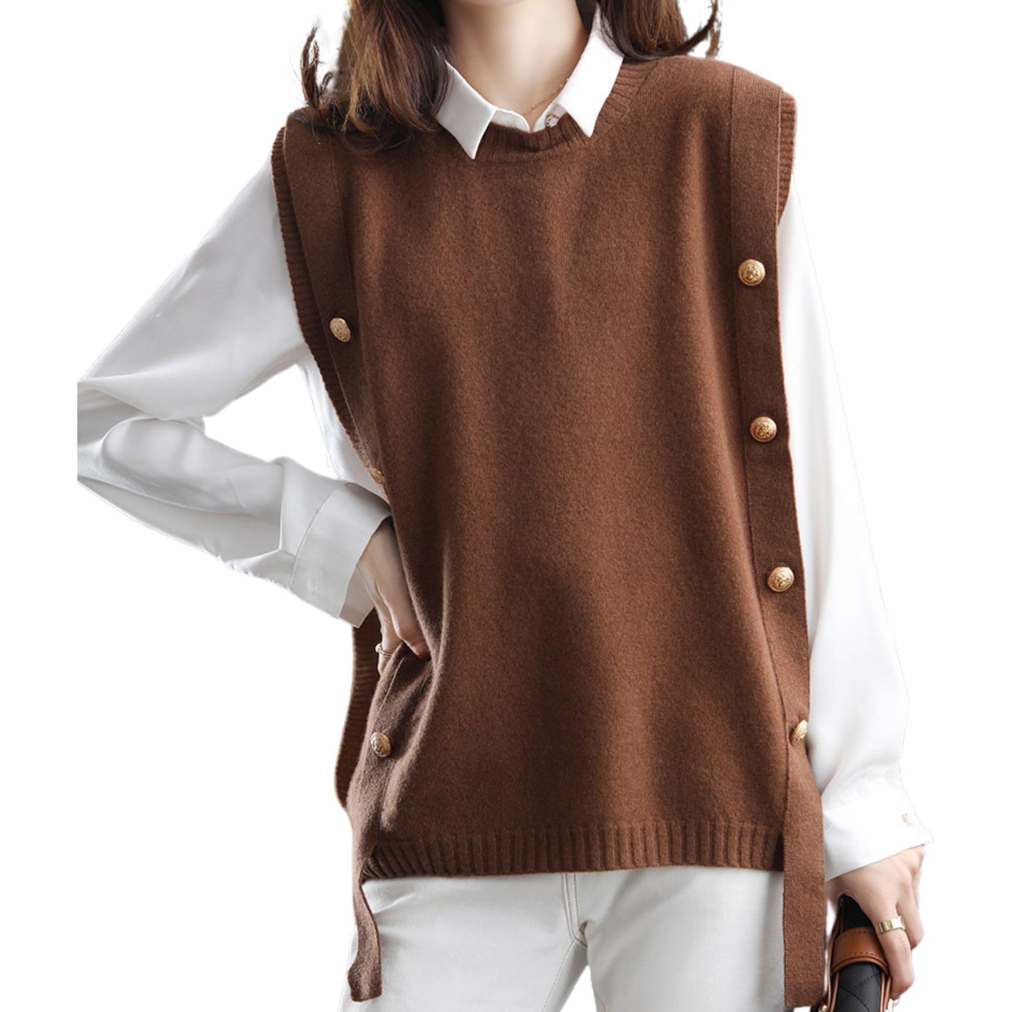 Chevara Women’s Casual Sleeveless Sweater Vest Trendy Crewneck Ribbed Knit Pullover Tank Tops