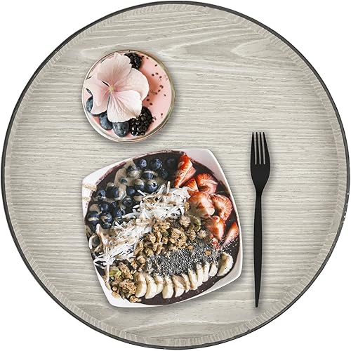 Miniatura 6 de Koyal Wholesale Bandeja decorativa redonda de madera sintética para encimera de cocina, mesa de café, abedul, paquete de 1