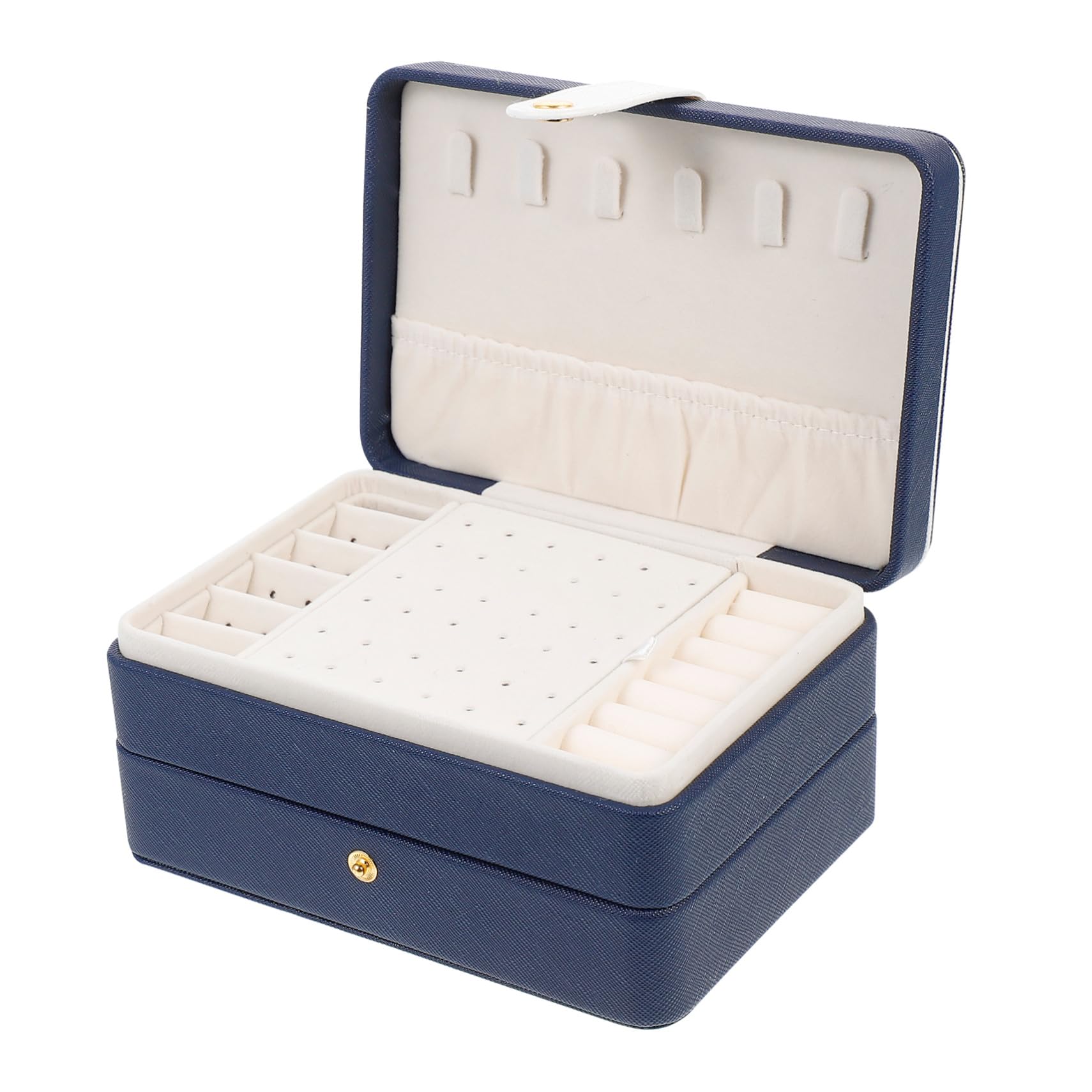 Boîte à bijoux en cuir bleu foncé, une idée cadeau d'anniversaire élégante