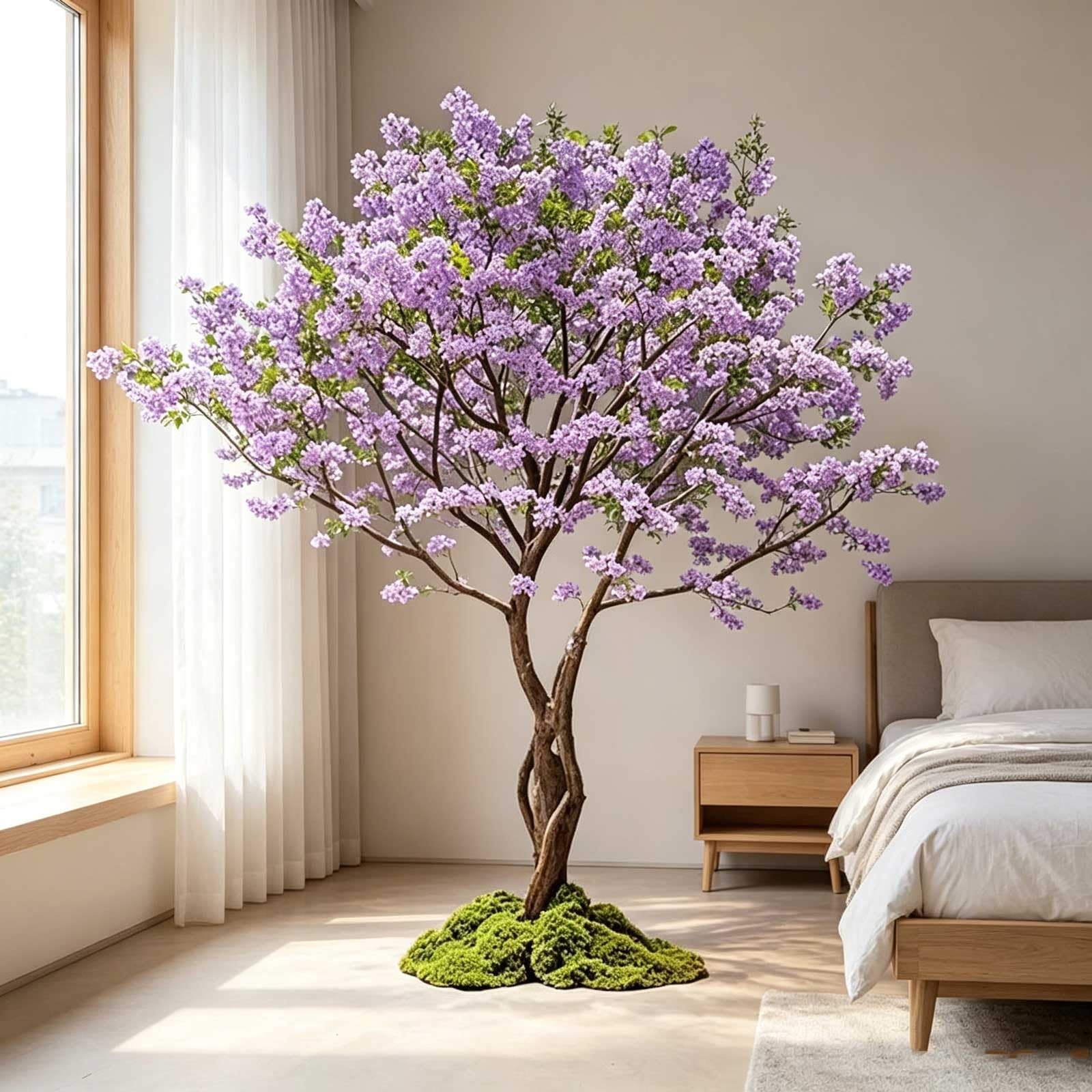 KIBONCY Realistic Lilac Tree, Wisteria trees, Cherry and Peach Blossom Trees - Used as Scenery Props and Background Decor(6mx5m)