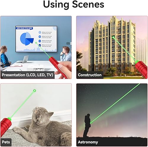 Miniatura 6 de Puntero láser verde recargable, puntero láser de alta potencia, bolígrafo láser recargable de 10000 pies de largo alcance de distancia potente láser