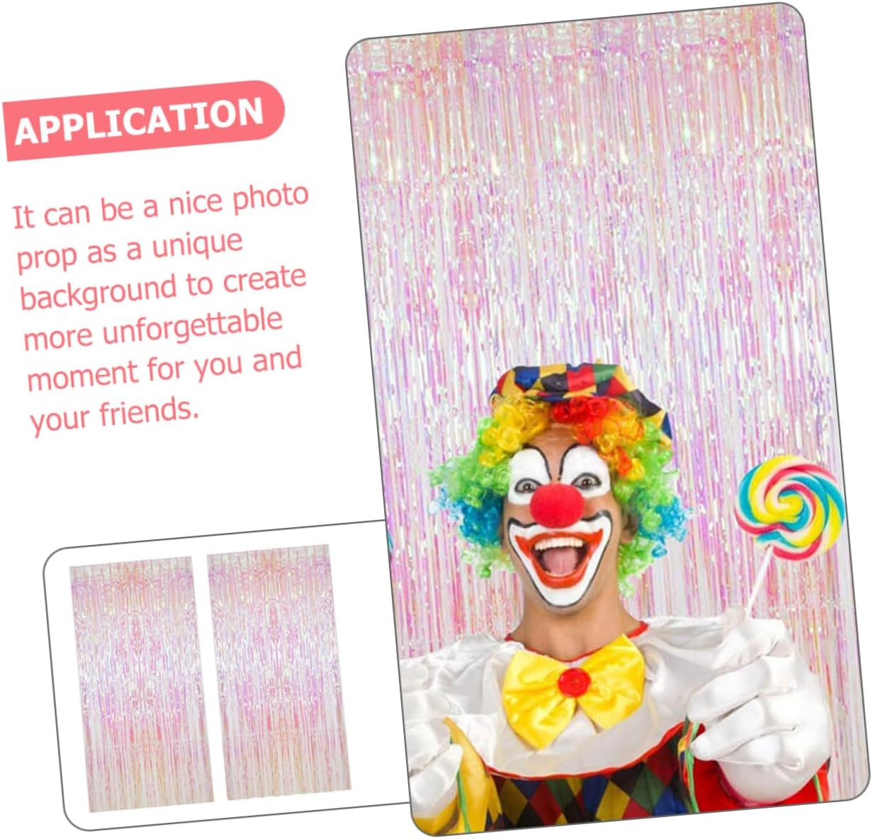 KOMBIUDA 2sets Rainbow Tinsel Curtains Easy to Install Rain Tassel Backdrop for Birthday Wedding and Party Decorations Photo Prop for Memorable Moments
