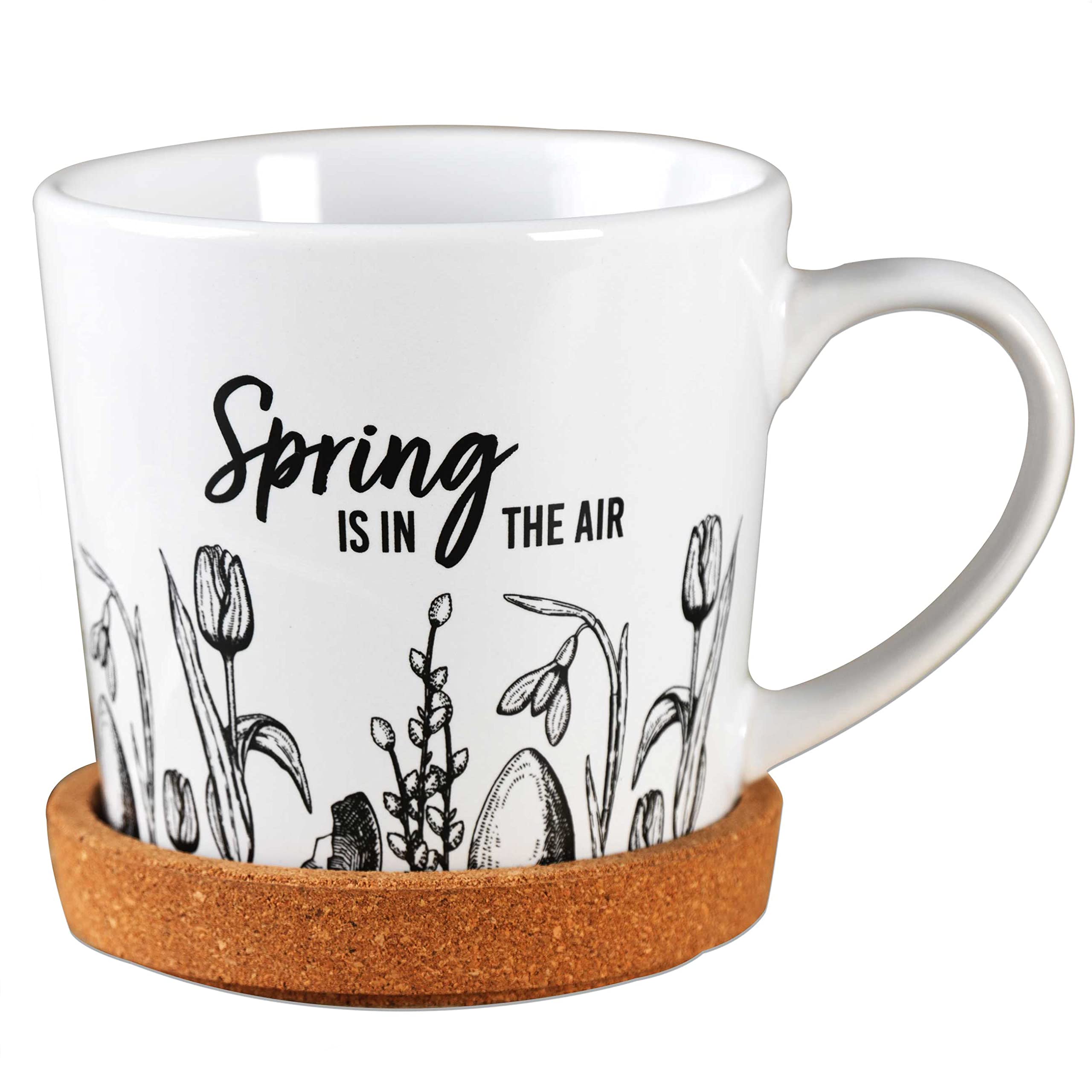 Papierdrachen Hochwertige Tasse aus Keramik mit passendem Kork Untersetzer - Tischdeko - Kaffeetisch - Kaffeetasse - Spring is in the air - zu Ostern