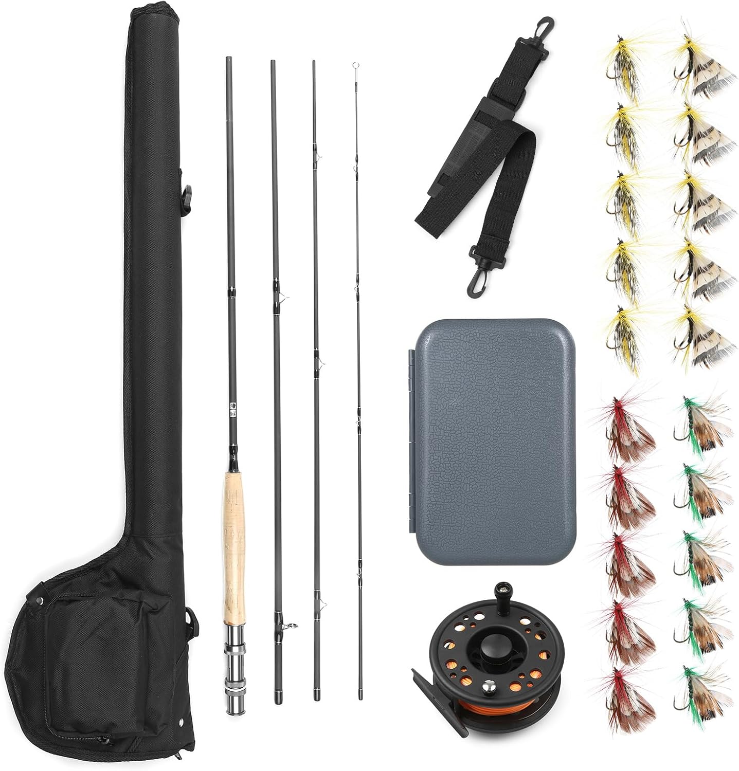Fly Fishing Rod and Reel Combo Starter Kit Lightweight Composite Material Fly Rod 9ft Complete Package for Beginners and Professionals