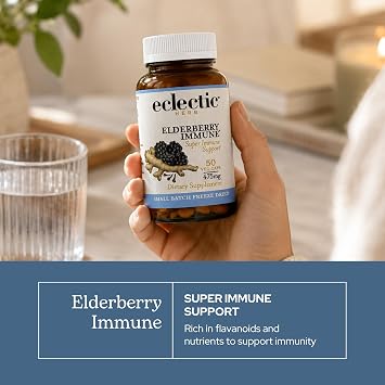 Eclectic Herb - Elderberry Immune Capsules | Super Immune System Support | Freeze Dried, Concentrated Herbal Supplement | Natural, Wildcrafted, Non-GMO, Gluten Free, Vegan (90 CT | 475 mg)