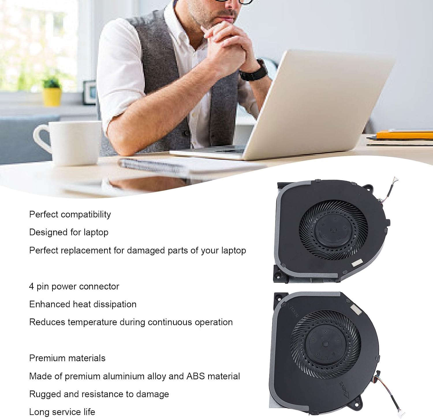 Tangxi Y7000 CPU GPU Cooling Fan Replacement New for Legion Y7000 Y530 Y530 15ICH Laptop, CPU GPU Replacement Fan with Repair Kit, 4 Pin Fans, 1 Pair, Laptop Accessories image 3