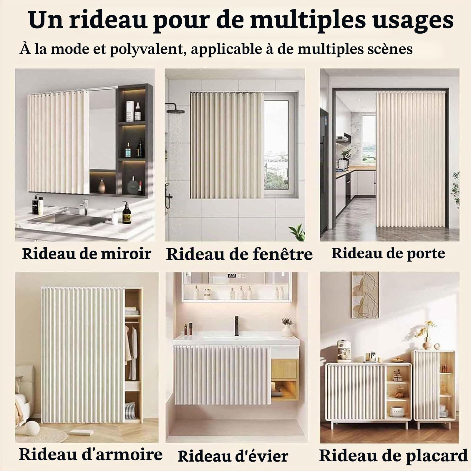 Générique Rideau de Placard Coulissant avec Rail, Rideau Autocollant D'Étagère de Cuisine D'ombrage Rideaux de Placard Imperméables pour Étagères,Gris,W110cm/H90cm