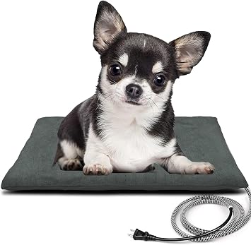 PETNF Outdoor Pet Heating Pad for Cat Dog, Heated Cat Mat Dog Mat with Auto Temperature, Pet Warming Pad Heated Cats Dogs House Cat Bed S 19.7 x 11.8, Gray