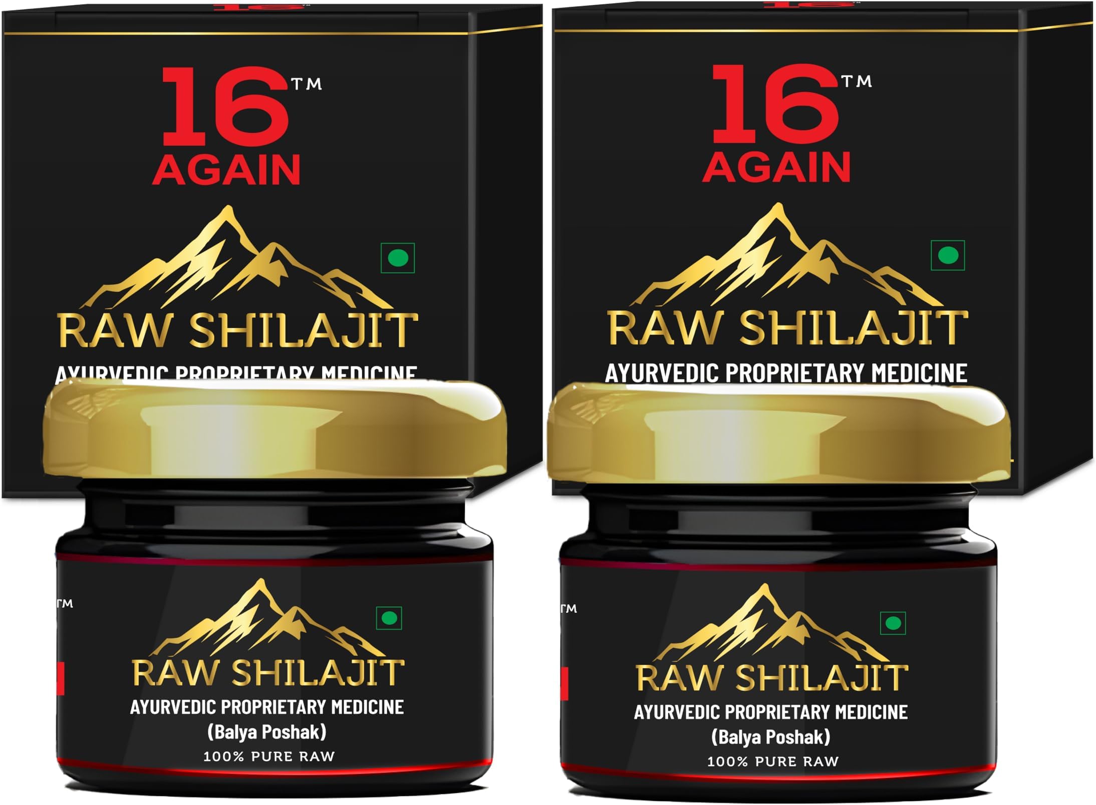 16 AGAINHimalayan Shilajit Resin - Natural Ayurvedic Medicine, Anti-Inflammatory, Antioxidant, Energy & Immunity Booster, Anti-Aging, Detoxification, Stress Relief Supplement -15g Pack of 2