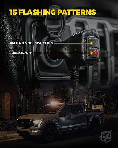 Miniatura 7 de Xprite 2 luces estroboscópicas de 12 pulgadas, luz estroboscópica de emergencia de alto brillo de 72 LED con montaje magnético para vehículos de