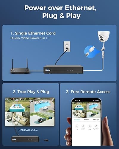 Miniatura 5 de 【12MP Ultra HD】 Sistema de cámara de seguridad PoE Hiseeu de 12MP, 8 piezas de cámaras de seguridad de 12 MP, vista amplia de 121°, audio de 2 vías