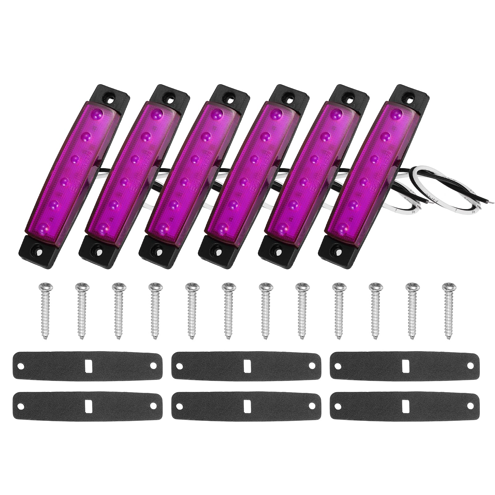 sourcing map 6Pack Navigation Lights for Boats LED, 12V/24V White Boat Interior Lights Waterproof Clearance Stern Lamp for Kayak, Yacht, Truck, Lorry, Deck, Purple Plastic Housing