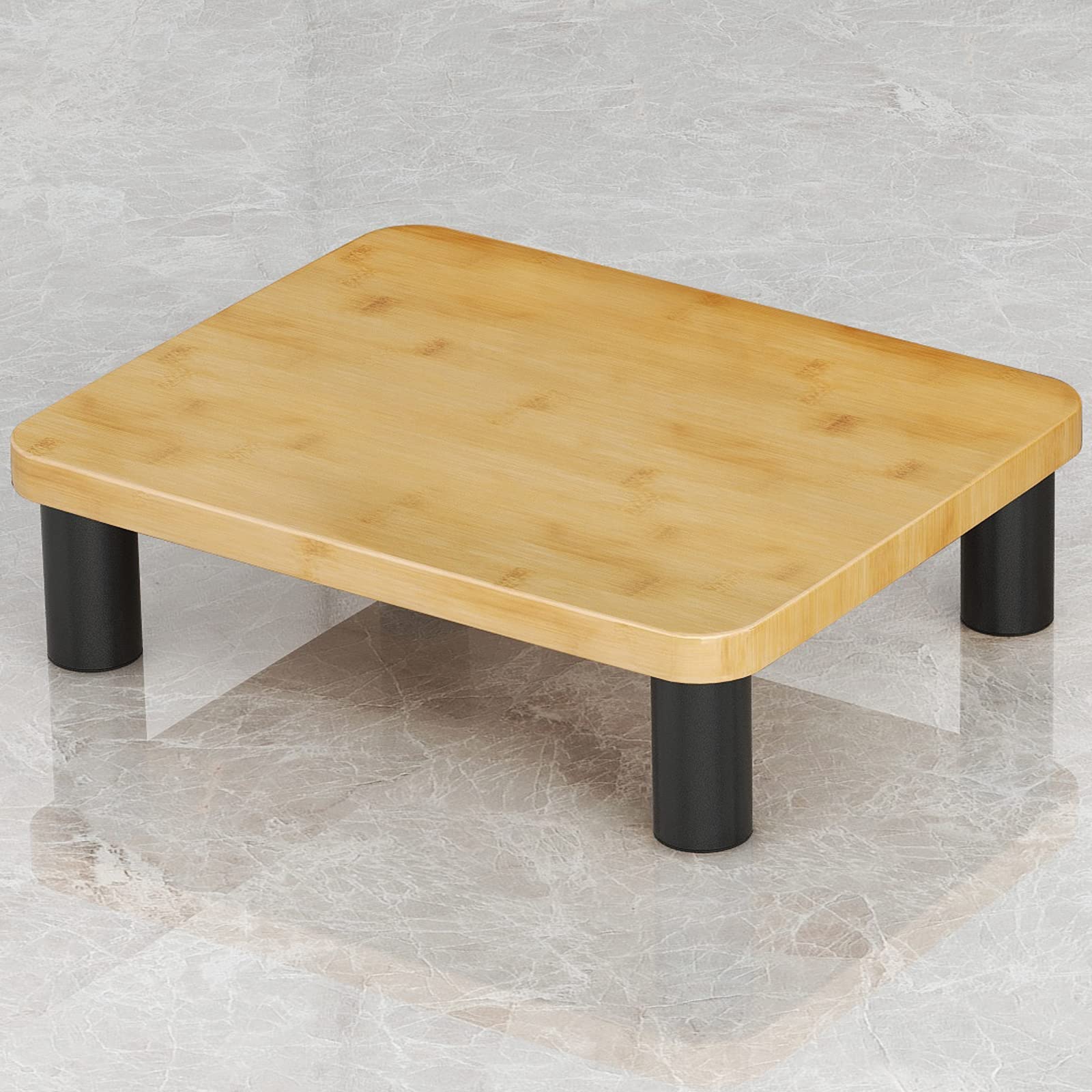 Metal with Bamboo Step Stool for Adult, New Upgrade Stepping Tool, Portable High Riser Steps Platform with Anti-Slip Feet, 450 Lbs Capacity, Small Step Stools for Kitchen Bathroom Bedside, Matte Black