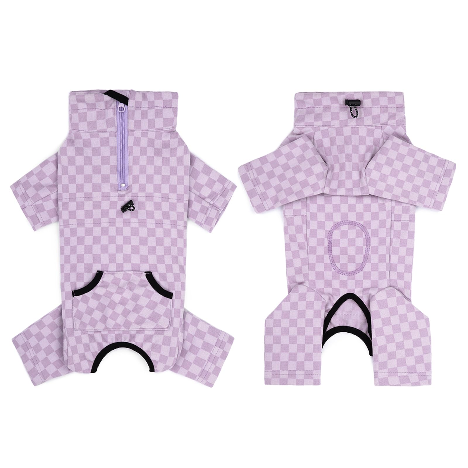 BT Bear Dog Winter Coat, Warm Fleece Dog Cold Weather Coats, Plaid Dog Pajamas, Pullover Dog Jumpsuit - Image 2