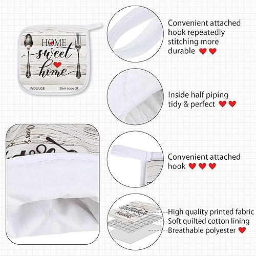 Miniatura 3 de Rtteri Juego de 5 toallas de cocina estilo granja, 2 tablones de madera vintage, 1 guante de horno, 2 agarraderas para cocinar, hornear, asar a la